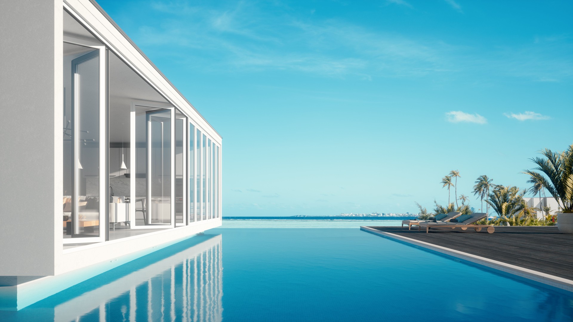 Modern Luxury Overwater Villa During The Day