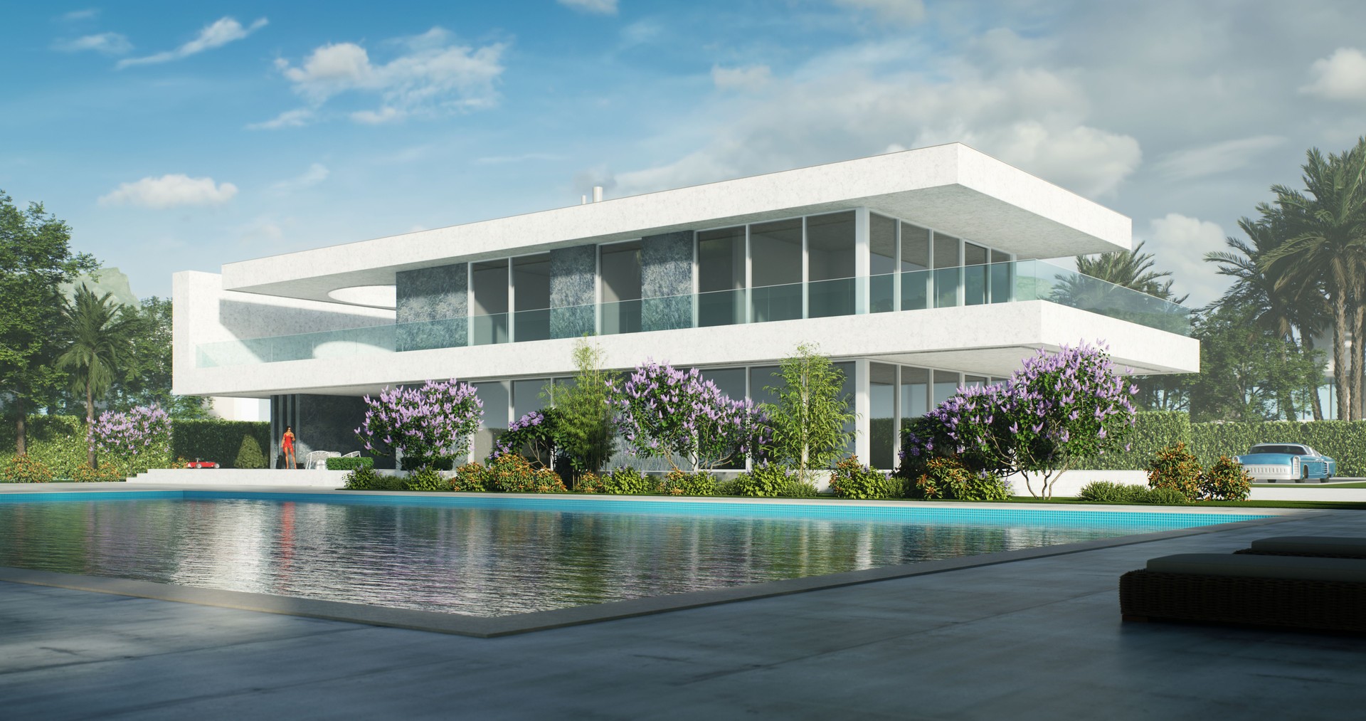 Modern Luxury Villa With Poolside View