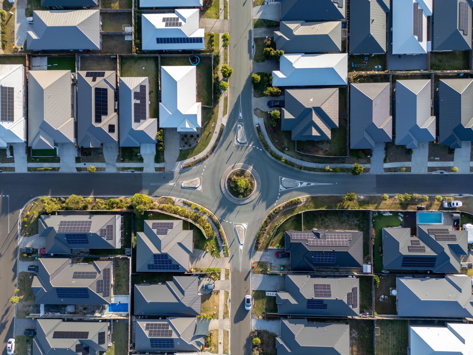 Drone view of new housing development